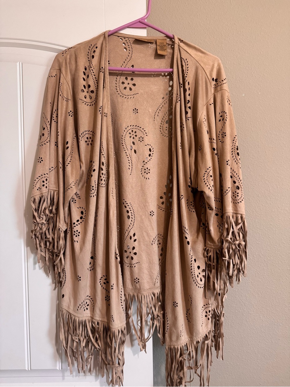 Wrangler Women’s Fringe Western Duster - Beige Paisley